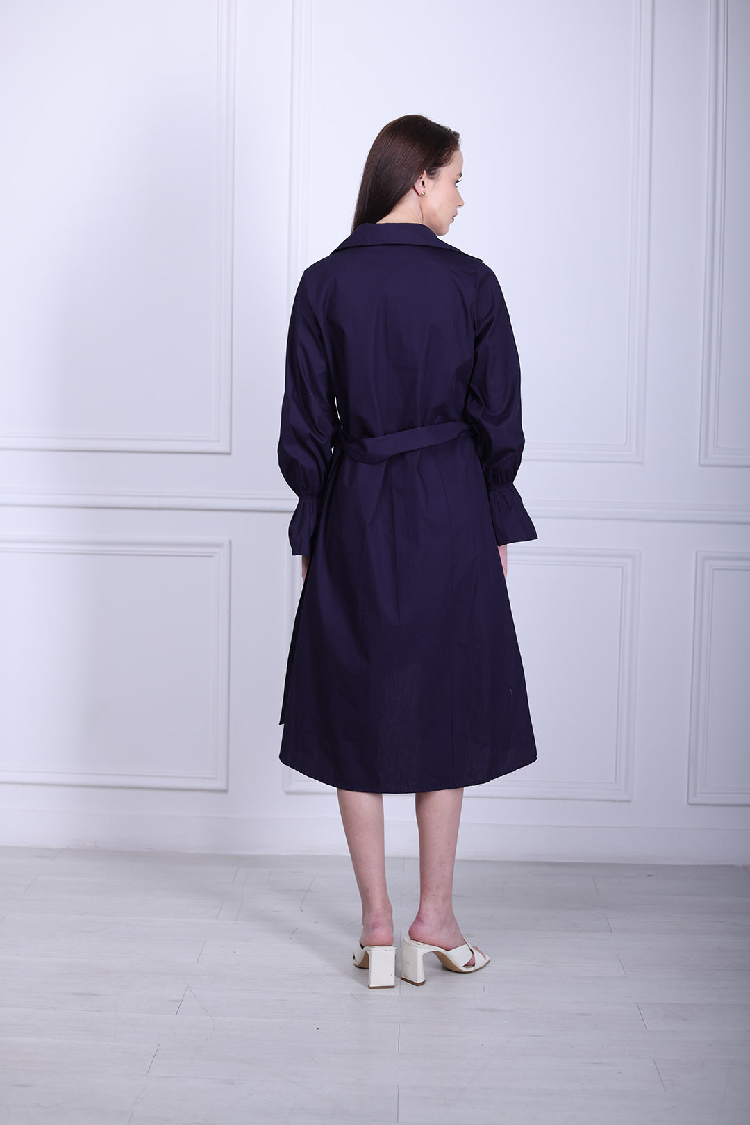 Violet poplin shirt dress