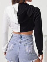 Black and White Crop Hoodie