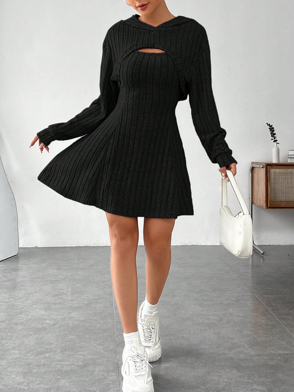 Ribbed fit and flare dress