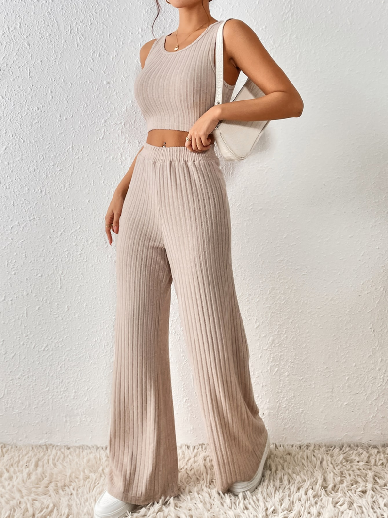 Solid Ribbed Knit Co ord set