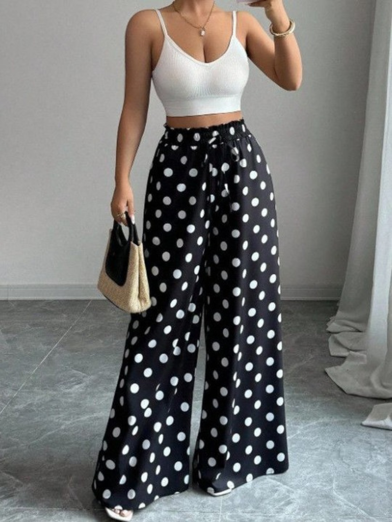Black Polka Dot Pants
