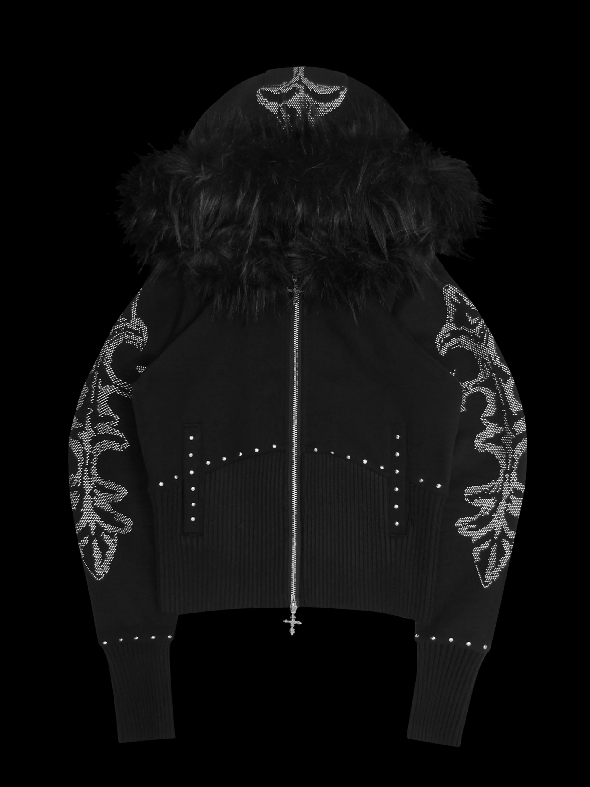 Crucifix Fur Hooded Jacket
