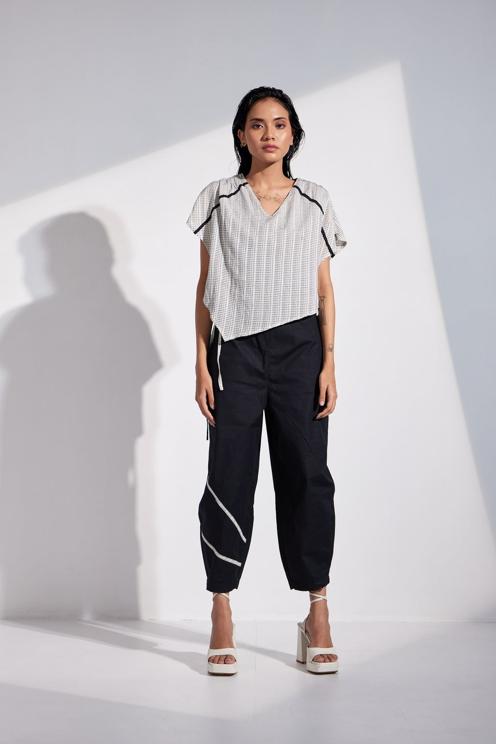 Stripes Layered Top & Crop Pant Co-Ord Set
