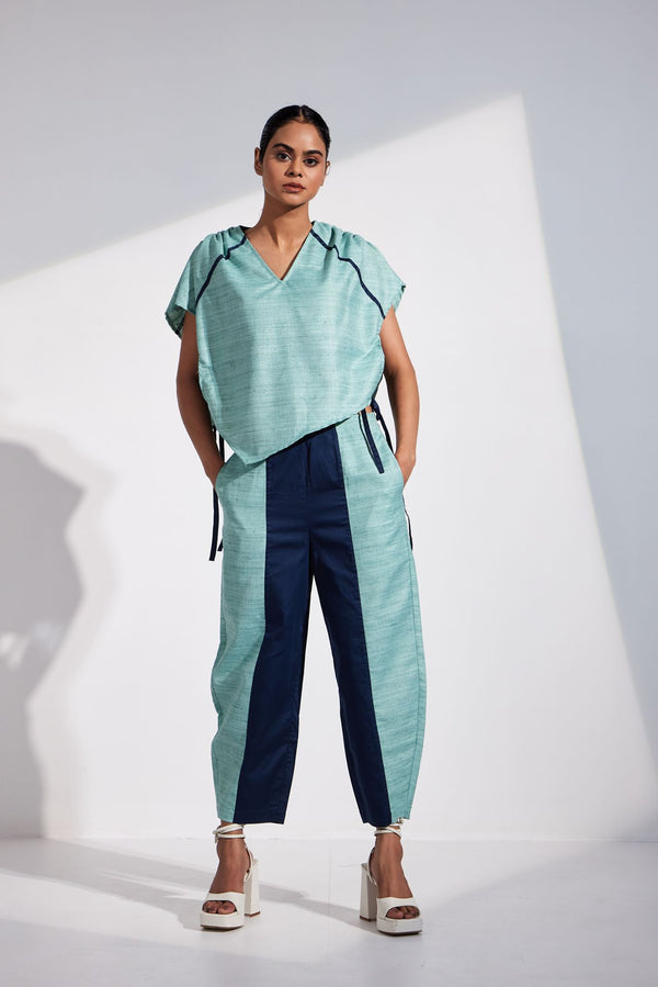 Aqua Layered Top And Crop Pant Co-Ord Set