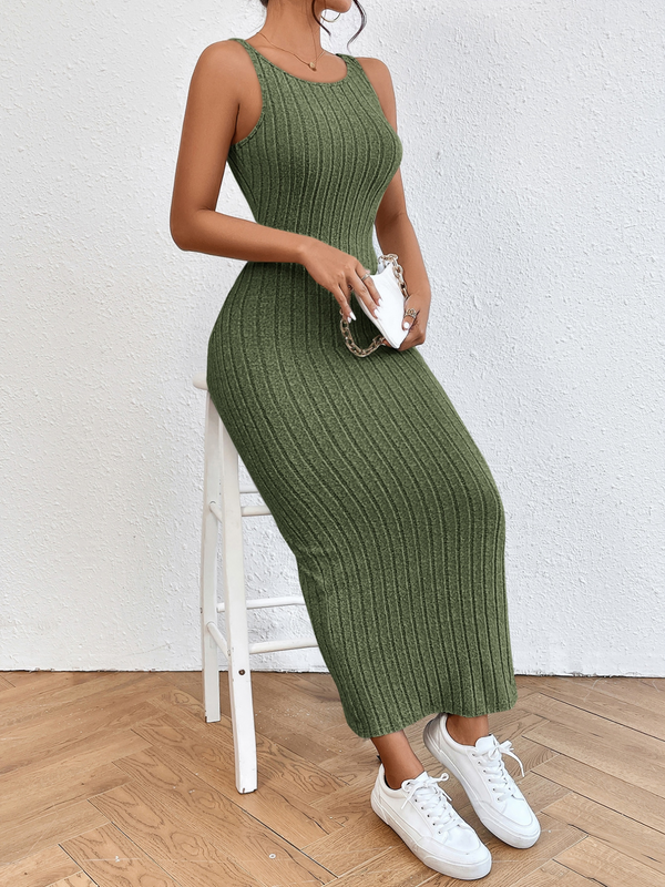 Solid Backless Tank Dress