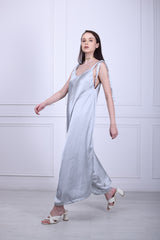 Silver satin jumpsuit