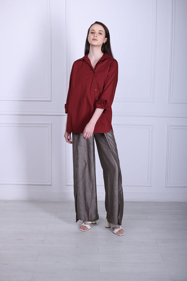 Maroon Poplin shirt