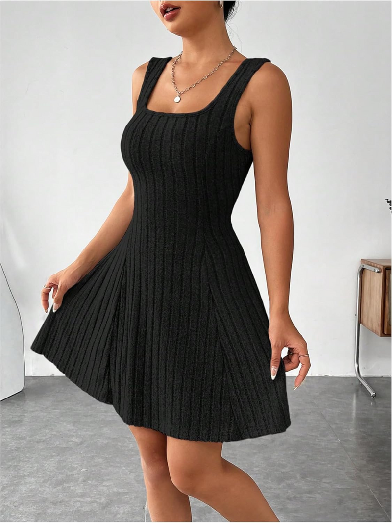 Ribbed fit and flare dress