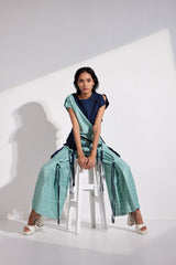 Aqua asymmetric top and box pleat trousers co-ord set