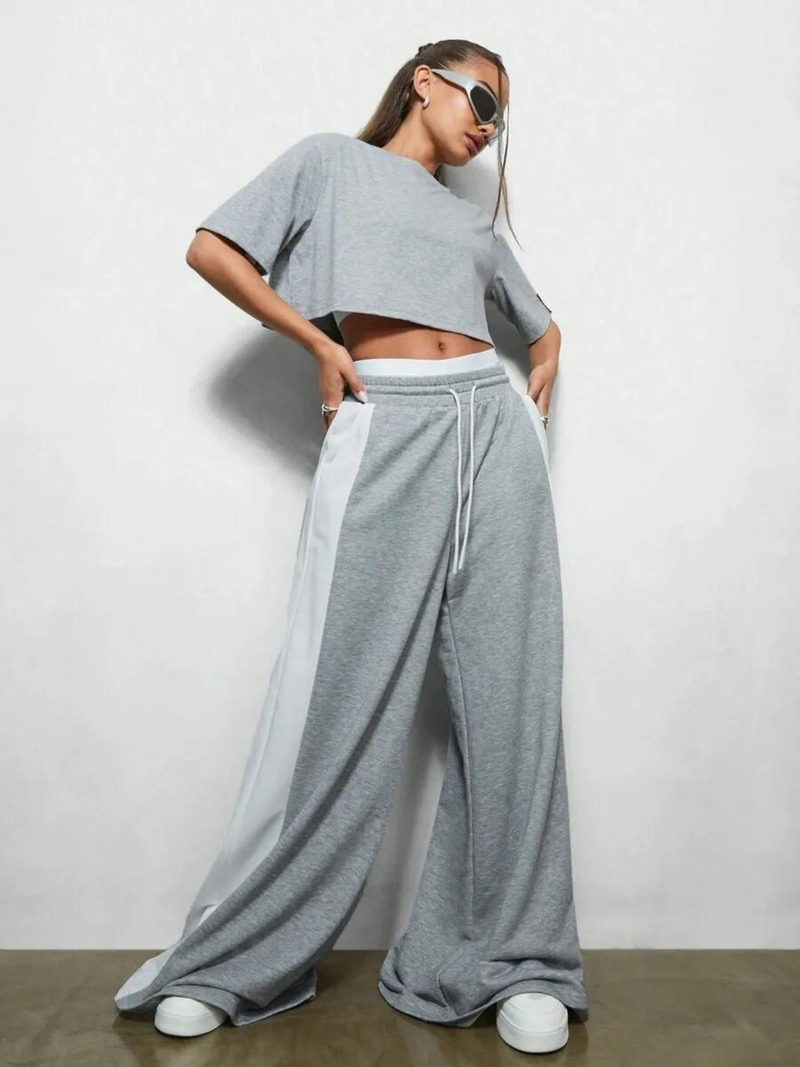 Block Wide Leg Joggers Draw Co Ord set