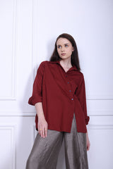 Maroon Poplin shirt