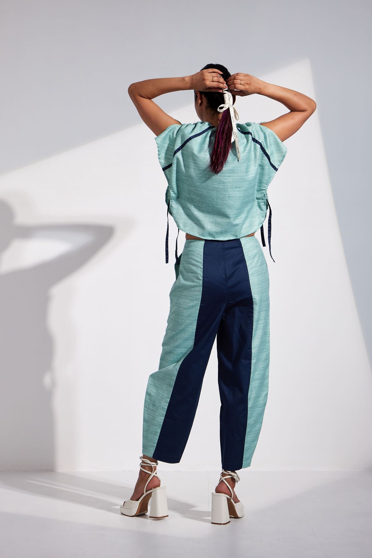 Aqua Layered Top And Crop Pant Co-Ord Set