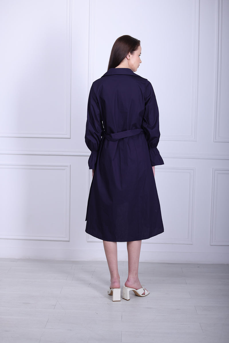 Violet poplin shirt dress