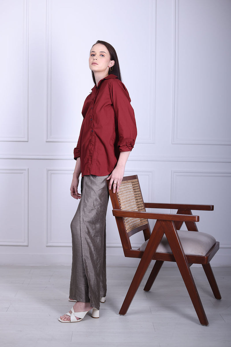 Maroon Poplin shirt