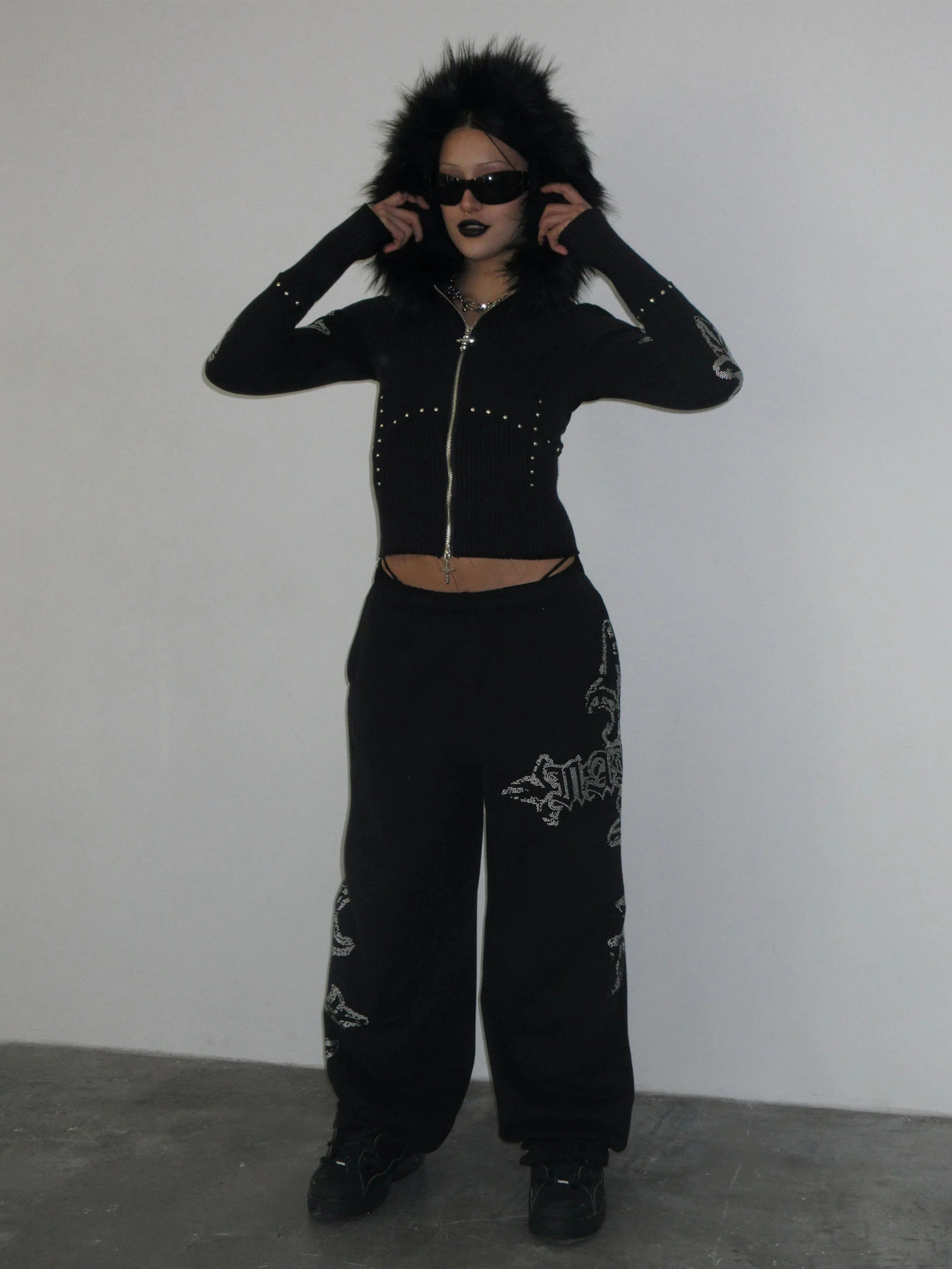Crucifix Fur Hooded Jacket