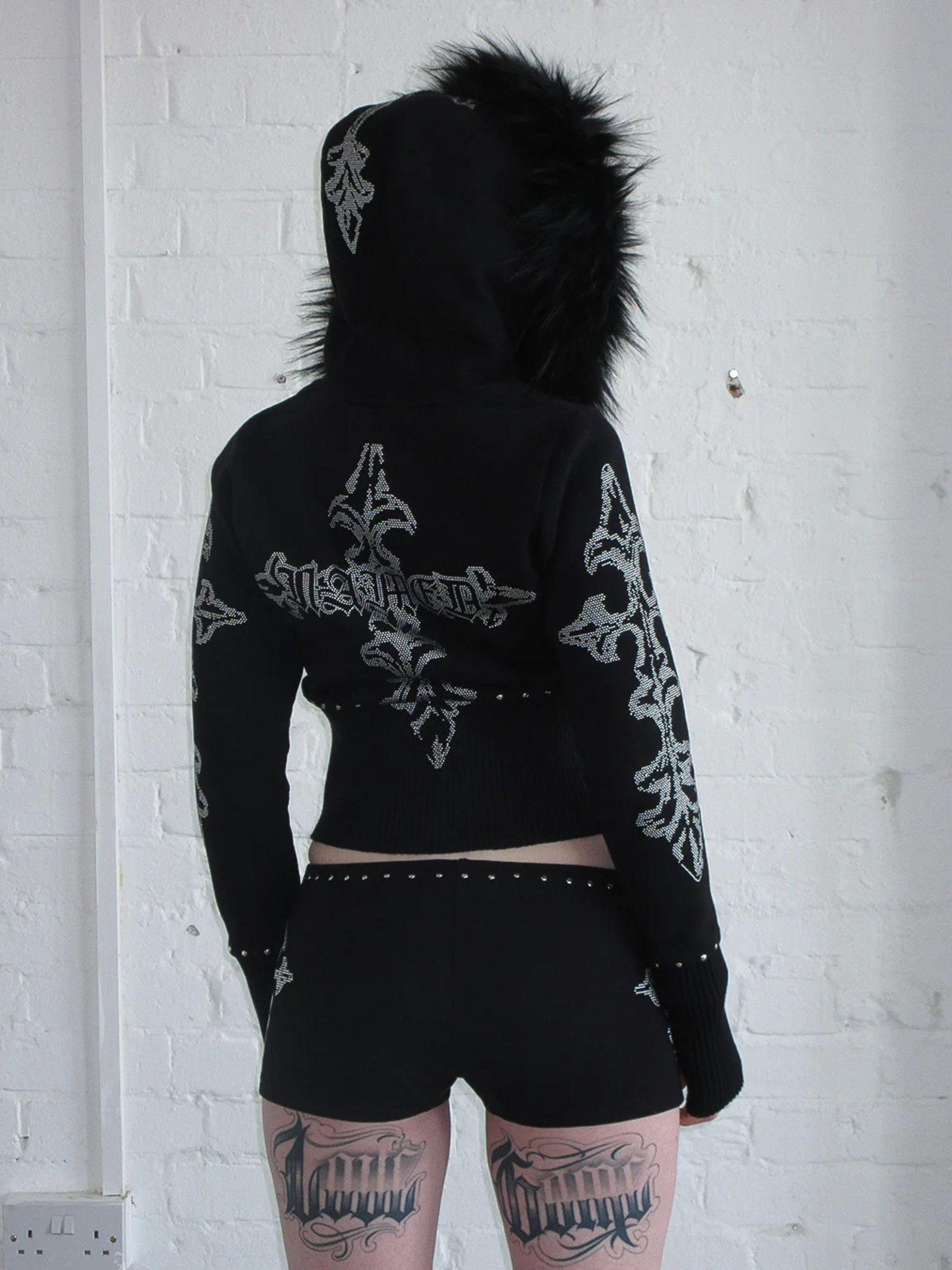 Crucifix Fur Hooded Jacket