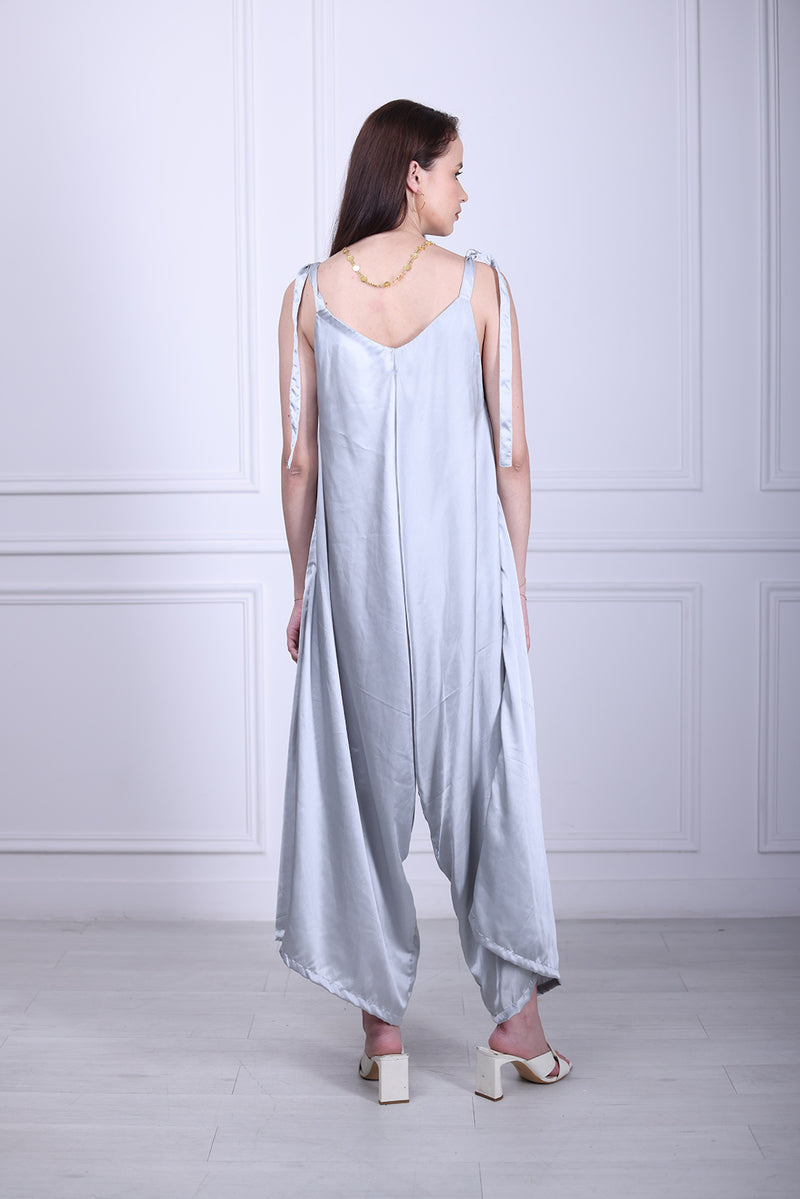 Silver satin jumpsuit