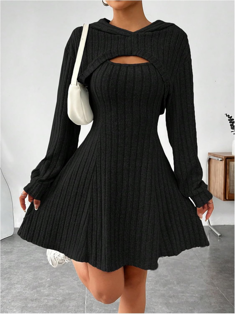 Ribbed fit and flare dress