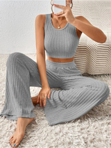 Solid Ribbed Knit Co ord set