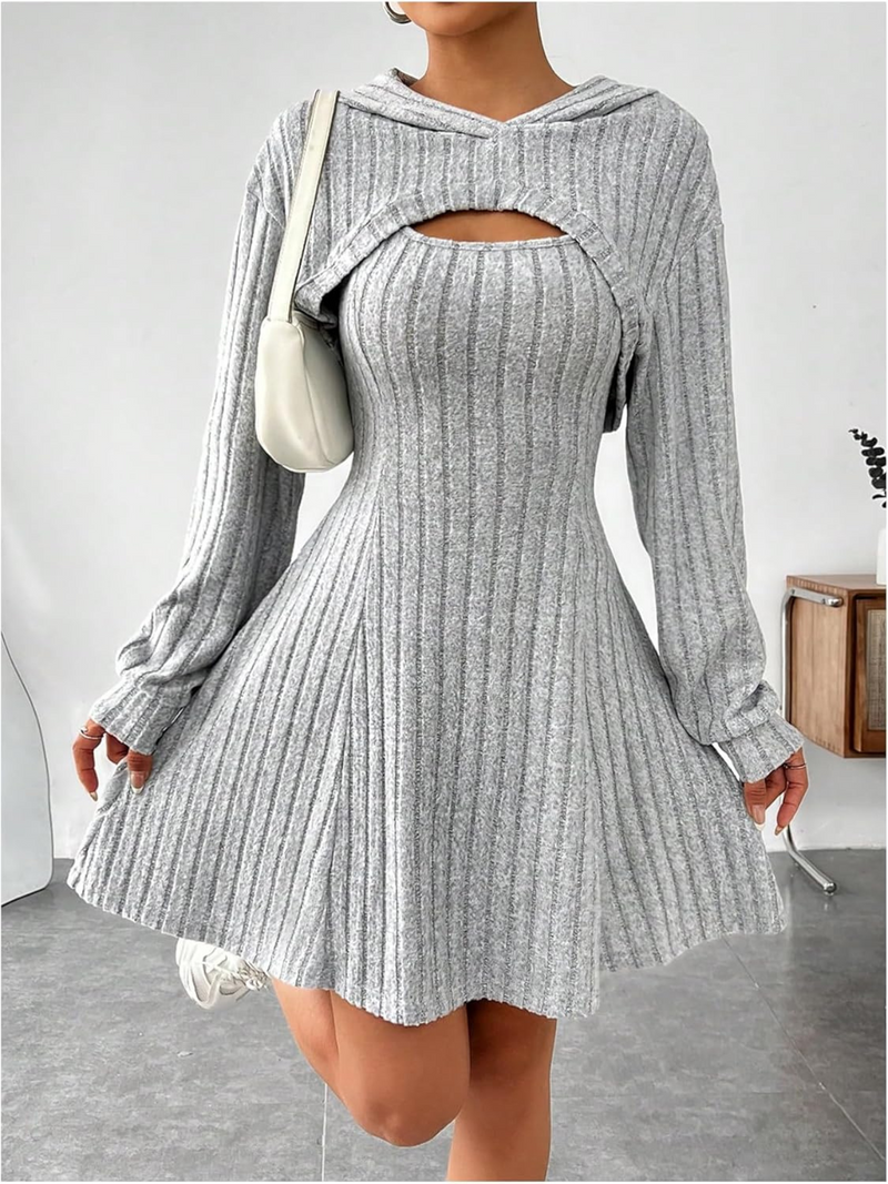 Ribbed fit and flare dress