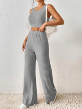 Solid Ribbed Knit Co ord set