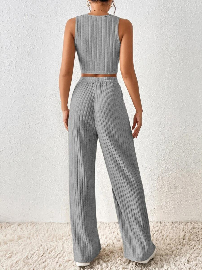 Solid Ribbed Knit Co ord set