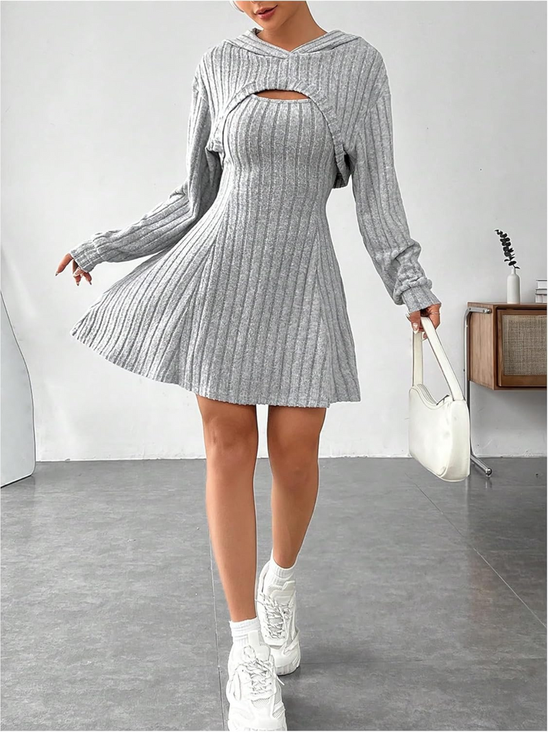 Ribbed fit and flare dress